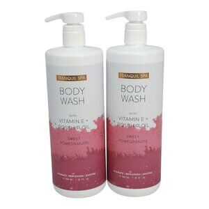 Tranquil Spa 2 pks Body Wash Vitamin E & Rosehip Oil Sweet Pomegranate Jumbo